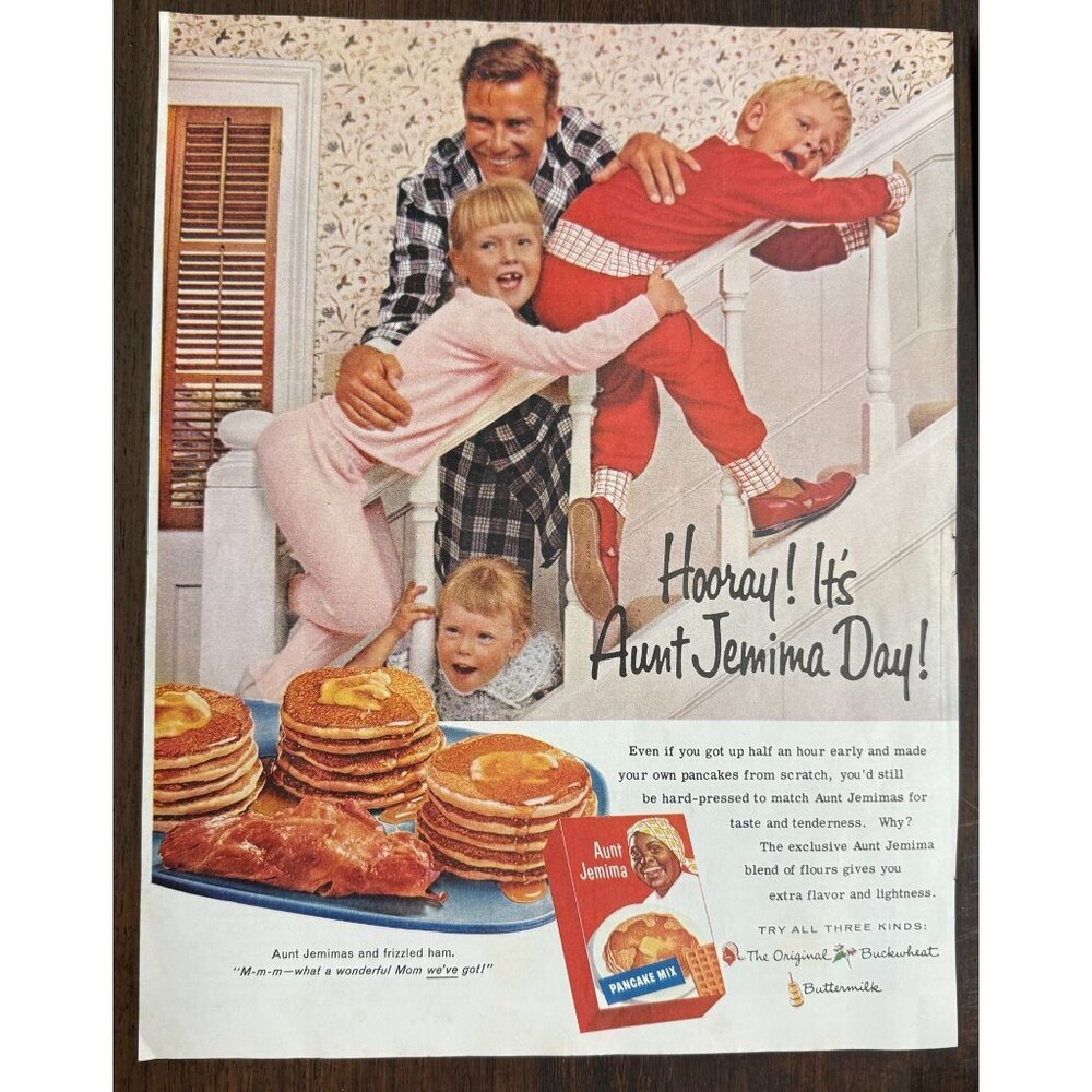 Vintage 1960 Aunt Jemima Buttermilk Pancake Waffle Mix Advertisement Print Ad
